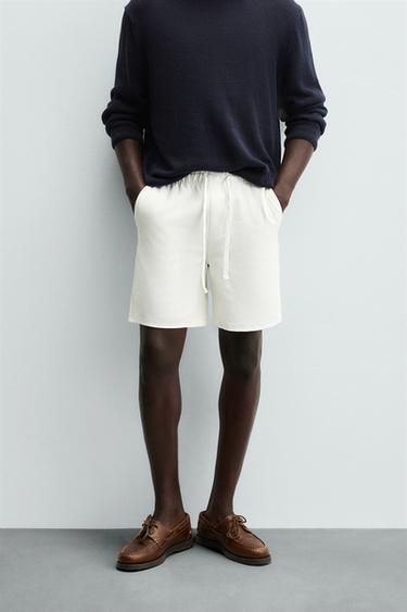 Zara 紋理舒適版短褲 - 磨白色
