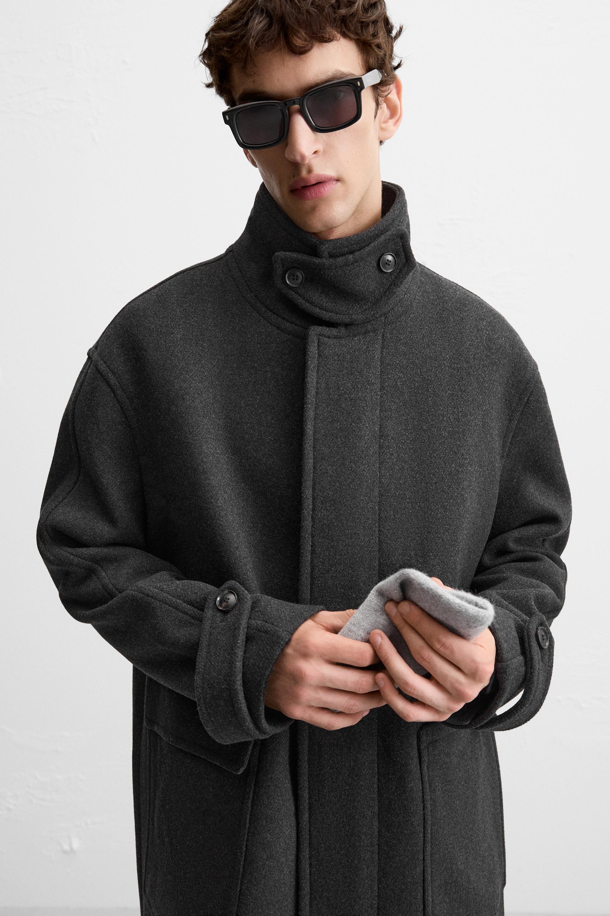 RELAXED FIT WOOL BLEND COAT Anthracite grey ZARA Canada