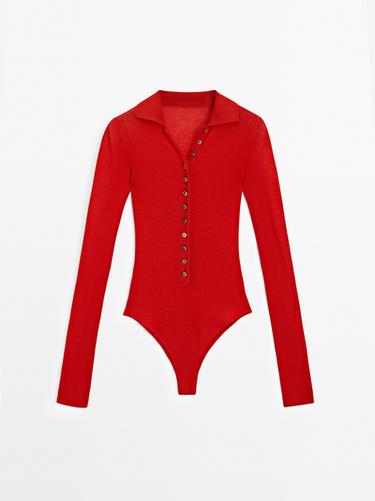Body punto canalé - STUDIO - Rojo de Zara