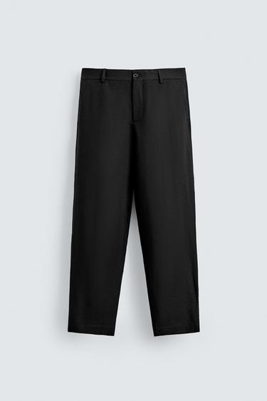 100% WOOL STRAIGHT-LEG TROUSERS - Black by Zara