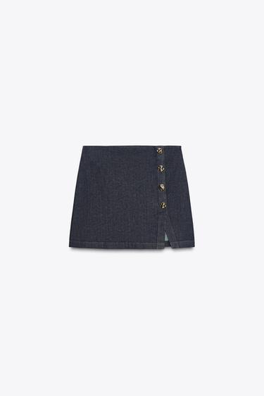JUPE-CULOTTE CROISÉE BOUTONS - Bleu de Zara - Image 6