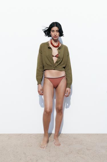 ТРИКОТАЖНЫЙ СВИТЕР С КАНТАМИ — СВЕТЛЫЙ ХАКИ от Zara — изображение 0