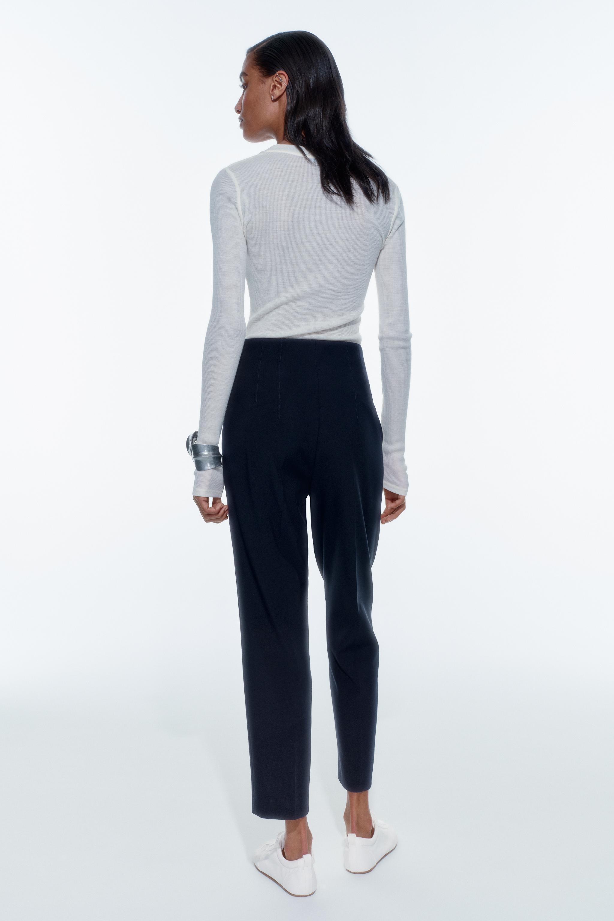 PANTS WITH A HIGH WAIST Navy Blue ZARA United States, 57% OFF