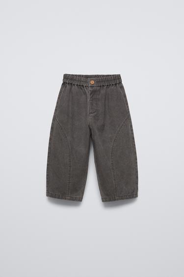 CALÇA BAGGY COM EFEITO DENIM - Cinzento da Zara