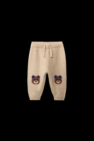 TEDDY BEAR KNIT JOGGERS - camel by Zara - Image 0