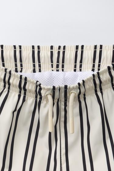 2-6 YEARS / STRIPED SWIM SHORTS - Ecru / Black by Zara - Image 2