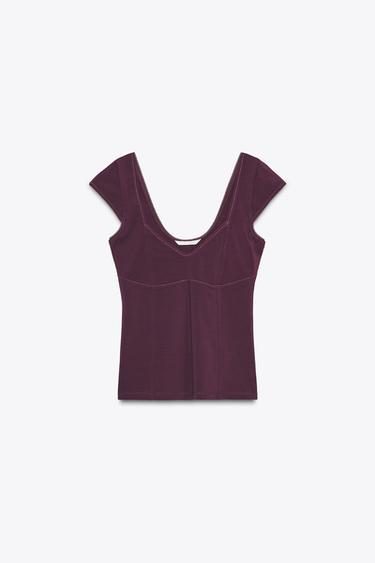 TOP LYOCELL DENTELLE - Violet de Zara - Image 5