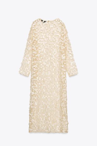 SEQUINNED LONG DRESS - Ecru by Zara - Image 5