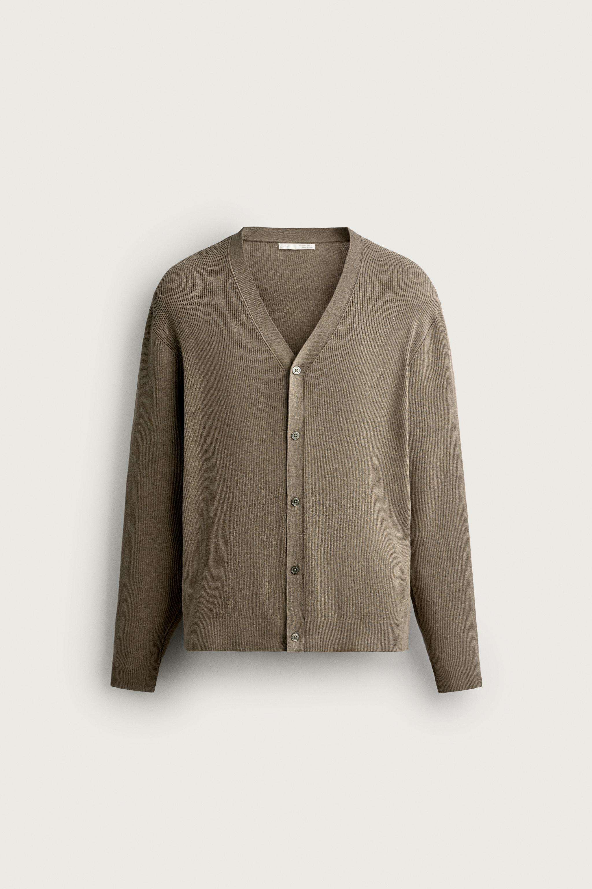 RELAXED-FIT RIBBED CARDIGAN
