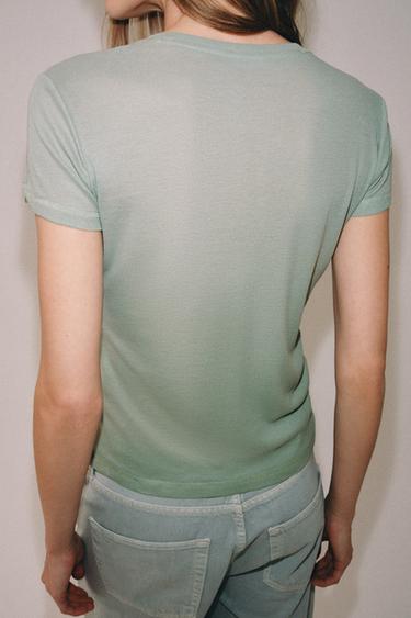 T-SHIRT FLUIDE À MANCHES COURTES - Vert d'eau de Zara - Image 2