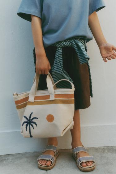 PRINTED TOTE BAG - Ecru White by Zara