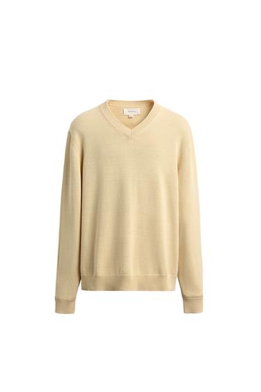Zara REGULAR-FIT COTTON JUMPER - Vanilla