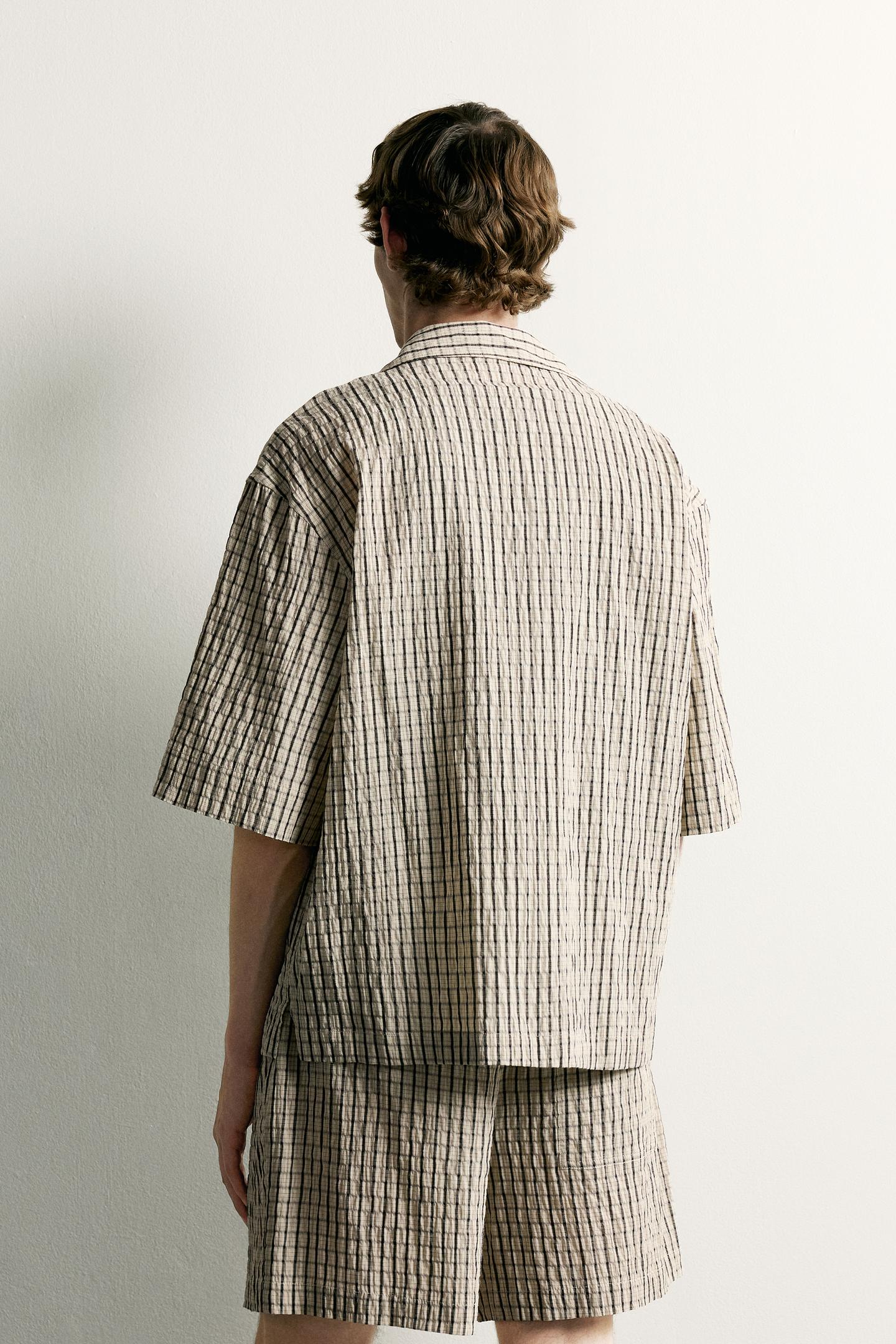 Мужская рубашка Zara Relaxed Fit Plaid, цвет: Светлый бежевый — фото 3