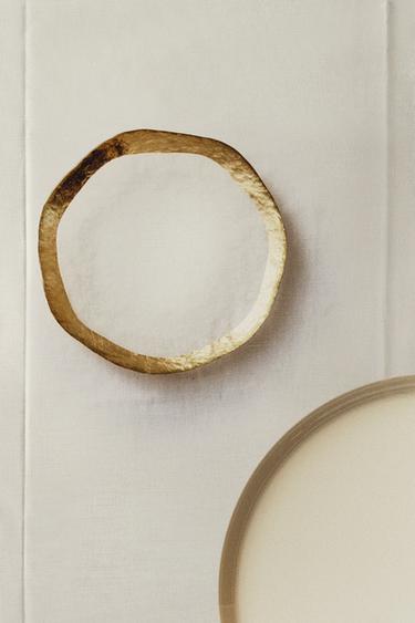 GLASS SIDE PLATE WITH GOLD RIM - Gold by Zara
