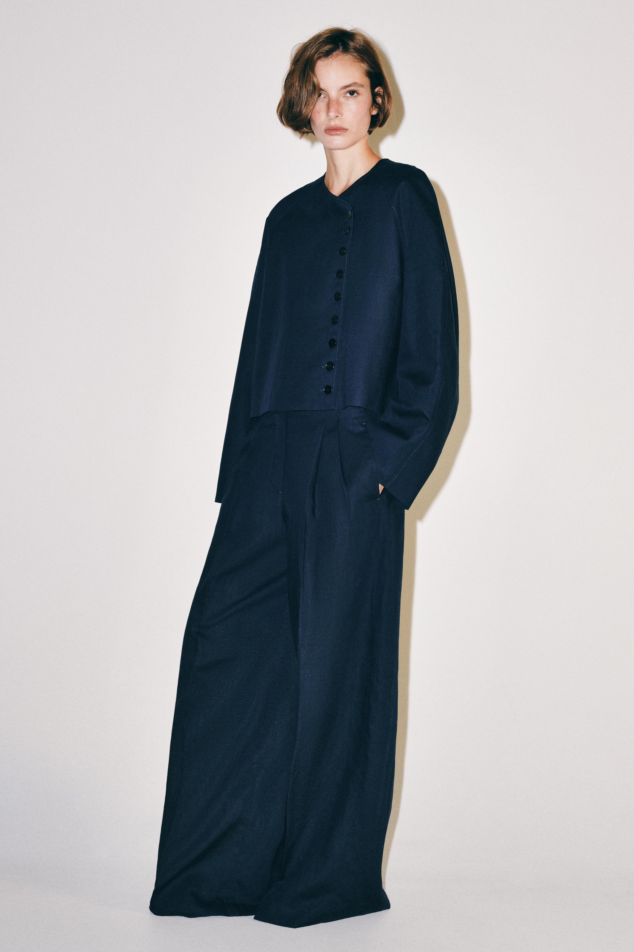 ZW COLLECTION CROPPED BLAZER — Navy blue