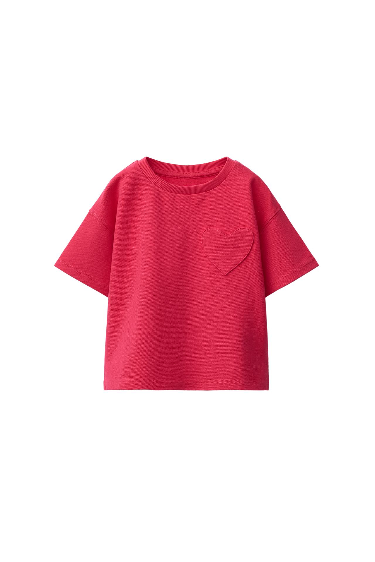 HEART POCKET T-SHIRT — Mid-red