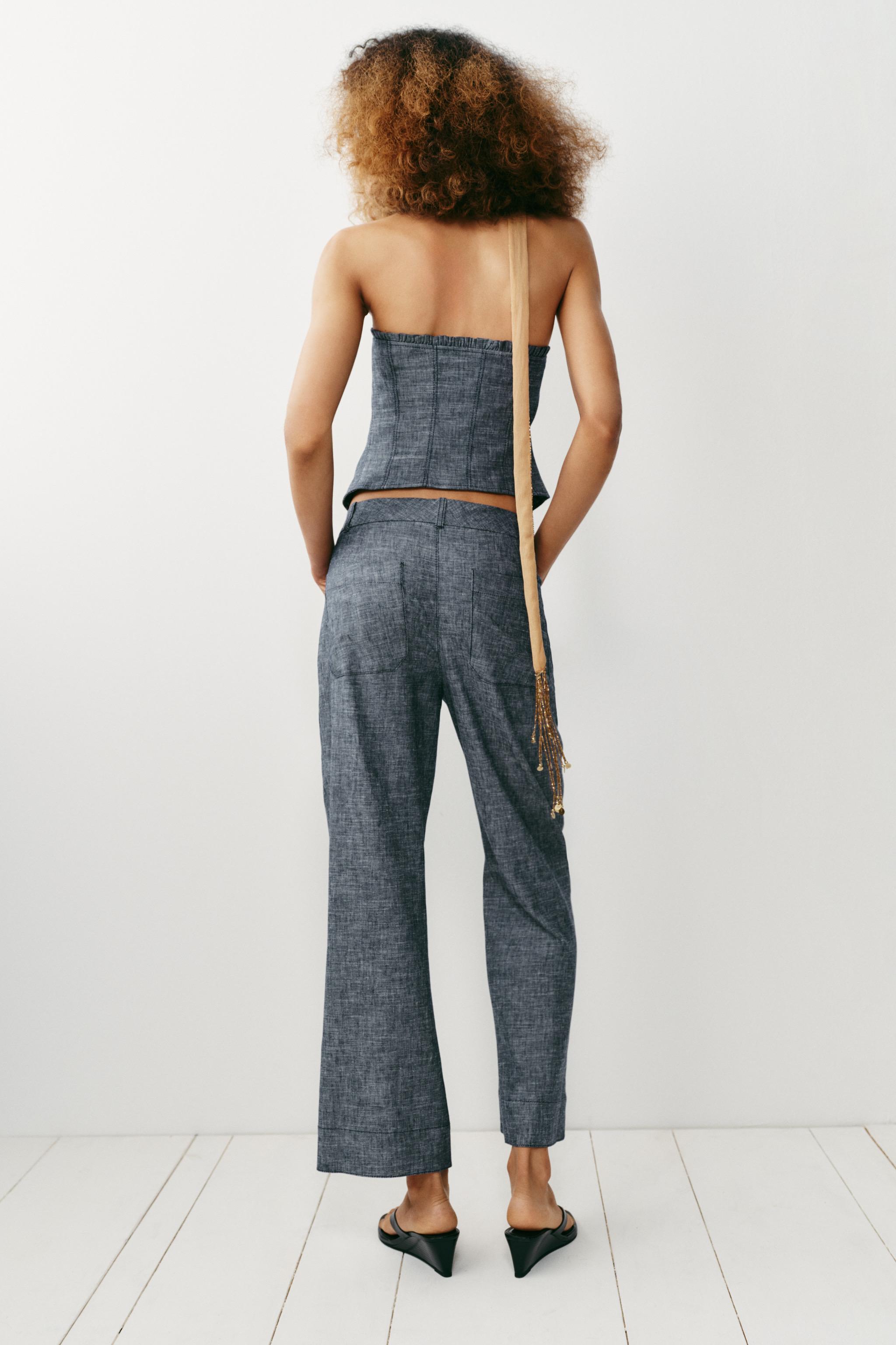 Zara Mini Çan Keten Pantolon görsel 6