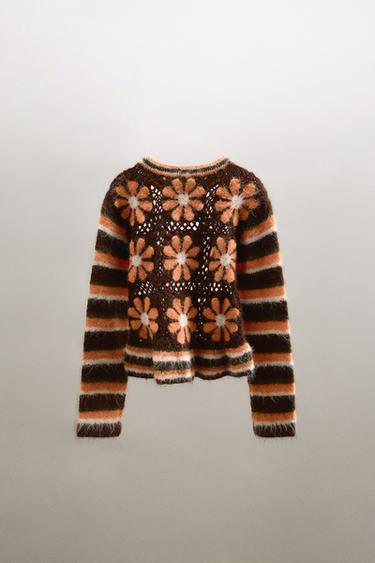 PULL EN MAILLE À FLEURS - unique de Zara - Image 3