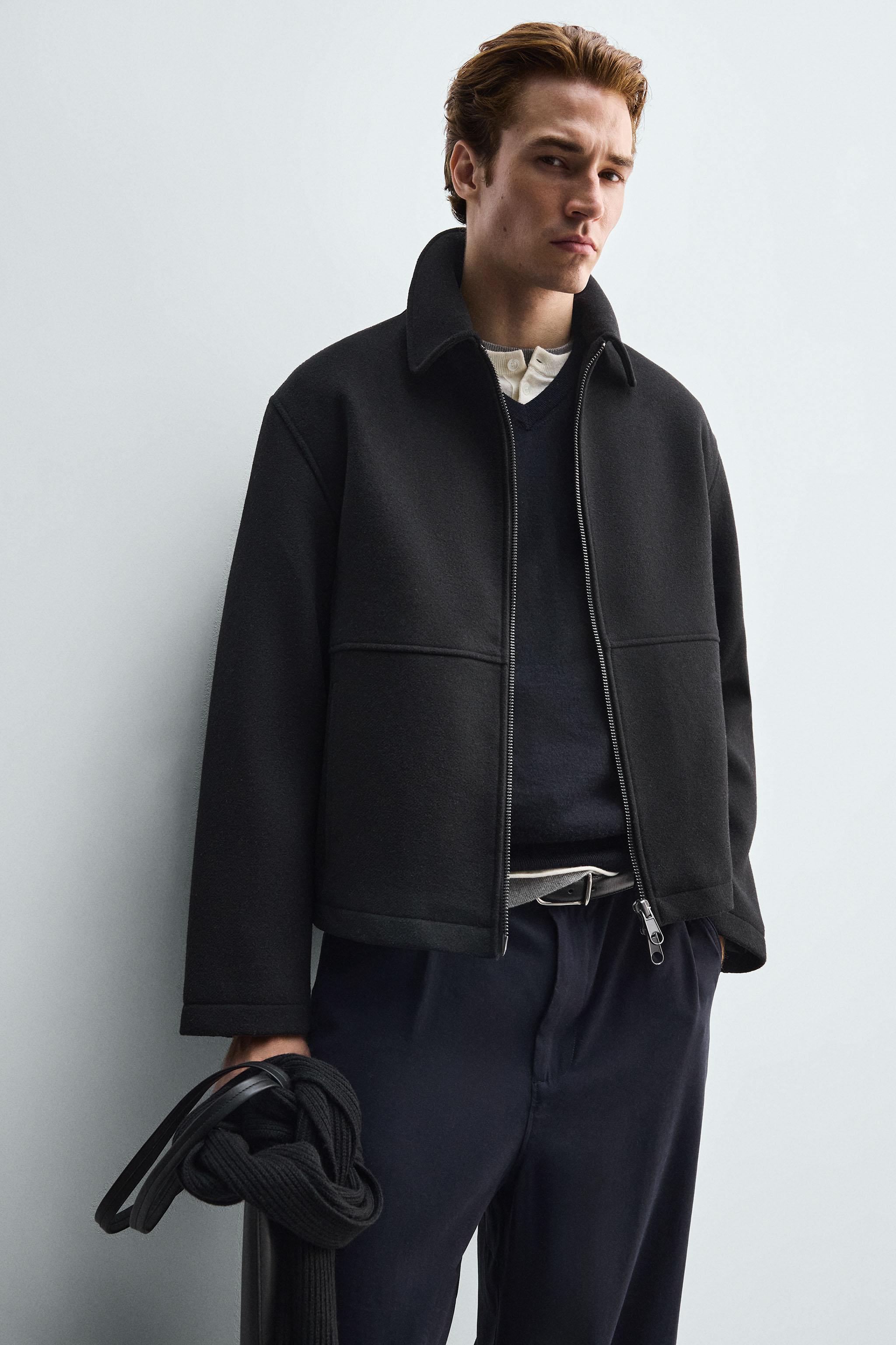 テクスチャー ジップアップジャケット - ブラウン | ZARA Japan / 日本