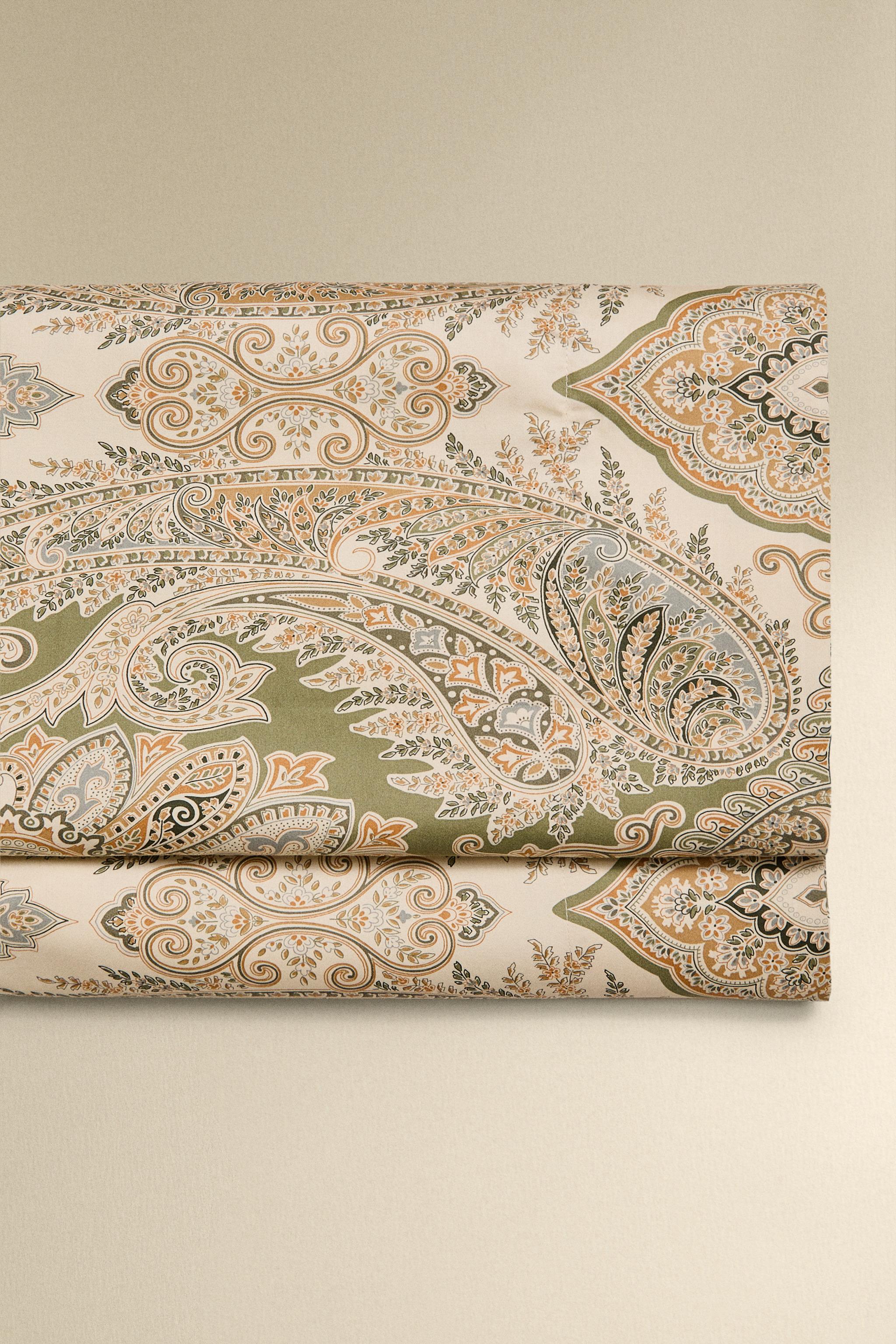 PAISLEY SATEEN COTTON FLAT SHEET (300 THREAD COUNT)