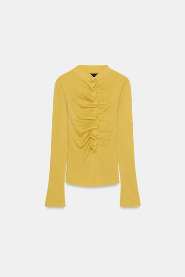 DRAPED KNIT CARDIGAN - Mustard by Zara