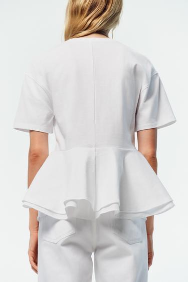 PEPLUM T-SHIRT - White by Zara