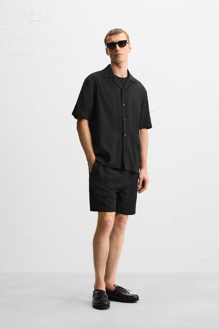 CAMICIA JACQUARD GEOMETRICO Nero ZARA Italia Italy