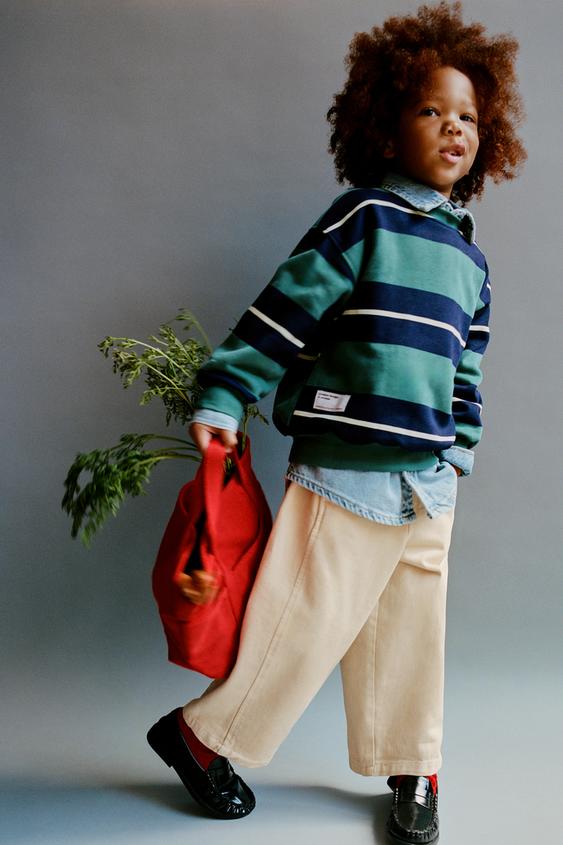 SWEAT IMPRIMÉ À RAYURES - Vert bouteille de Zara - Image 4