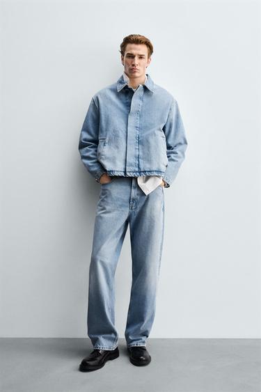 Zaras DENIMJACKA URTVÄTTAD - Blå - Bild 0
