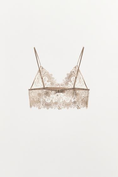 BRALETTE TRIANGULAIRE DENTELLE - rose poudré de Zara - Image 5