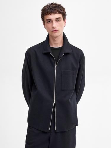 Zara Wool-blend zip-up jacket - Navy blue
