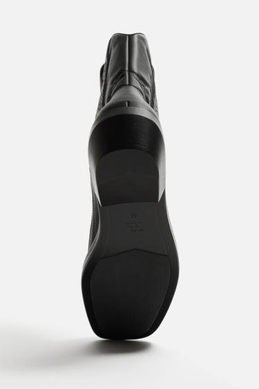 COWBOY BOOTS WITH TOPSTITCHING - Black by Zara - Image 3