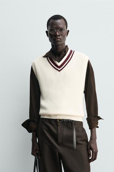 PLETEN REBRAST BREZROKAVNIK - Ekru barva od Zare