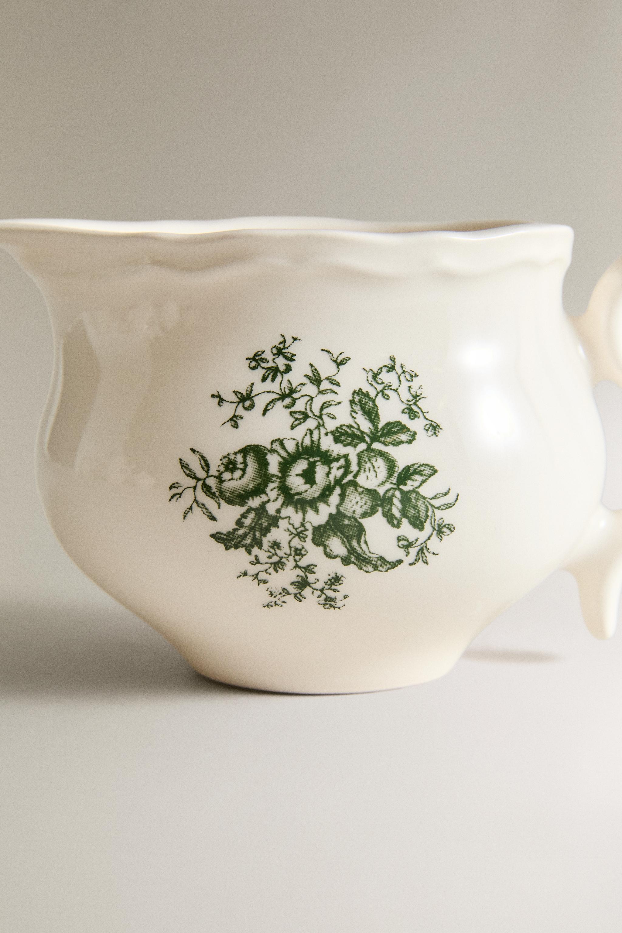 FLORAL EARTHENWARE CREAM PITCHER