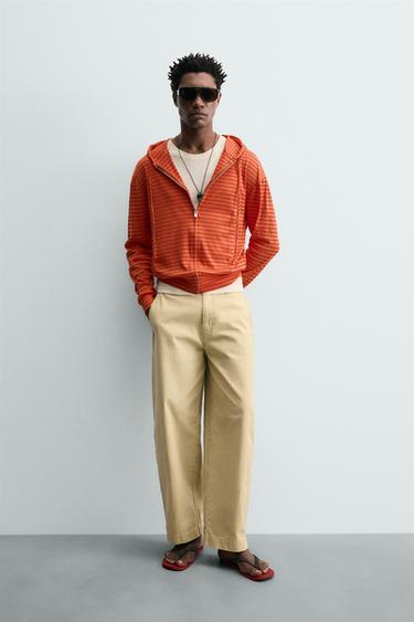 SWEATSHIRT COM CAPUZ E RISCAS - Laranja da Zara - Imagem 0