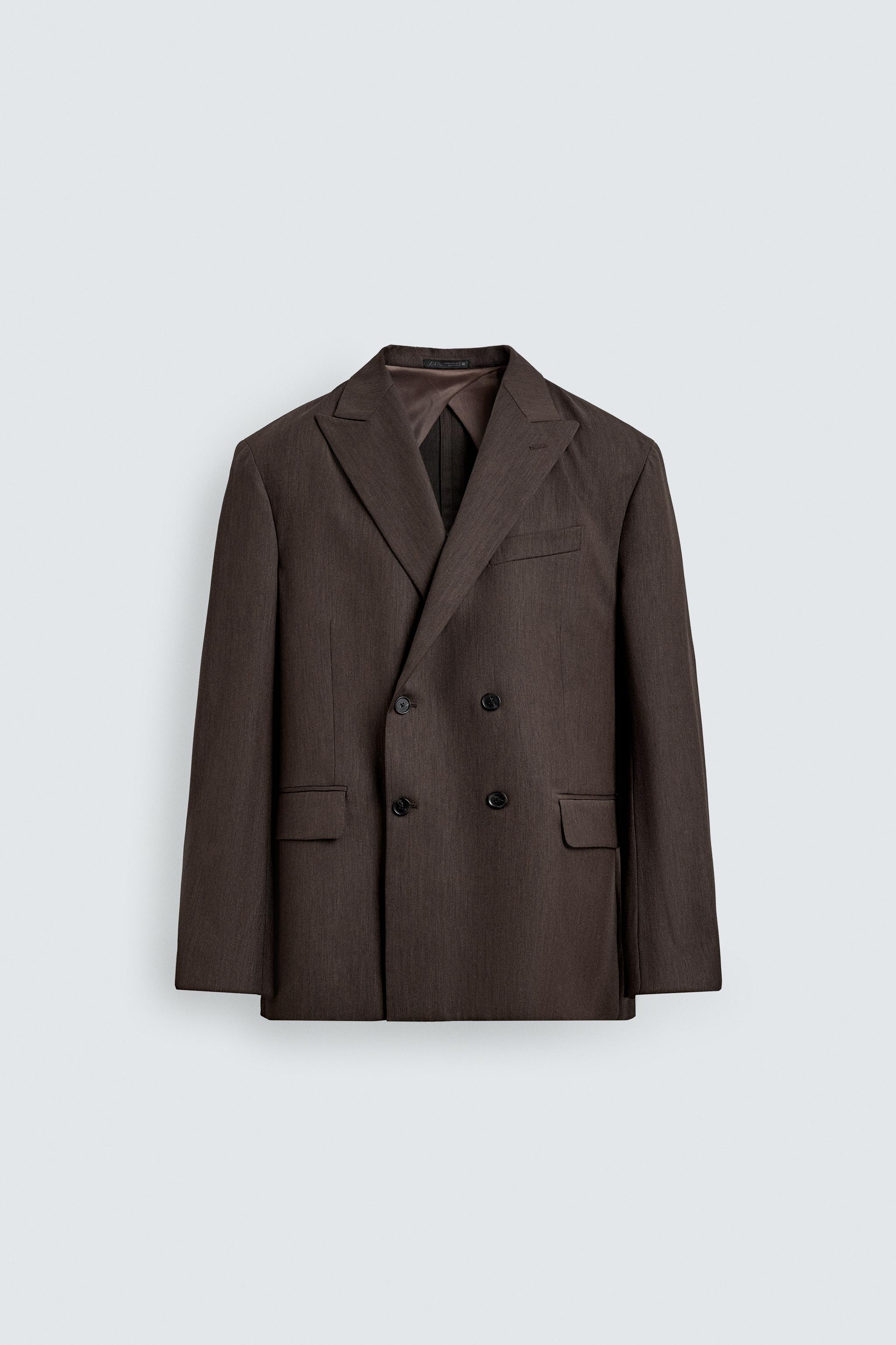 HERRINGBONE DOUBLE BREASTED SUIT JACKET