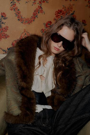 MANTEAU COURT DOUBLE FACE BRODÉ - Kaki foncé de Zara - Image 5