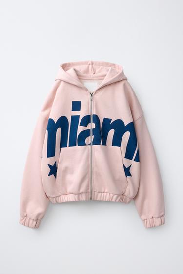 Zara MIAMI GRAPHIC HOODIE - Pink
