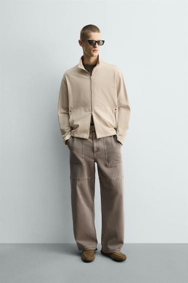 WASHED ZIP-UP SWEATSHIRT - Oyster-white by Zara