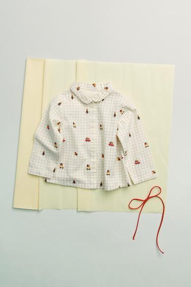 CAMISA CUADROS DETALLES BORDADOS - Crudo de Zara