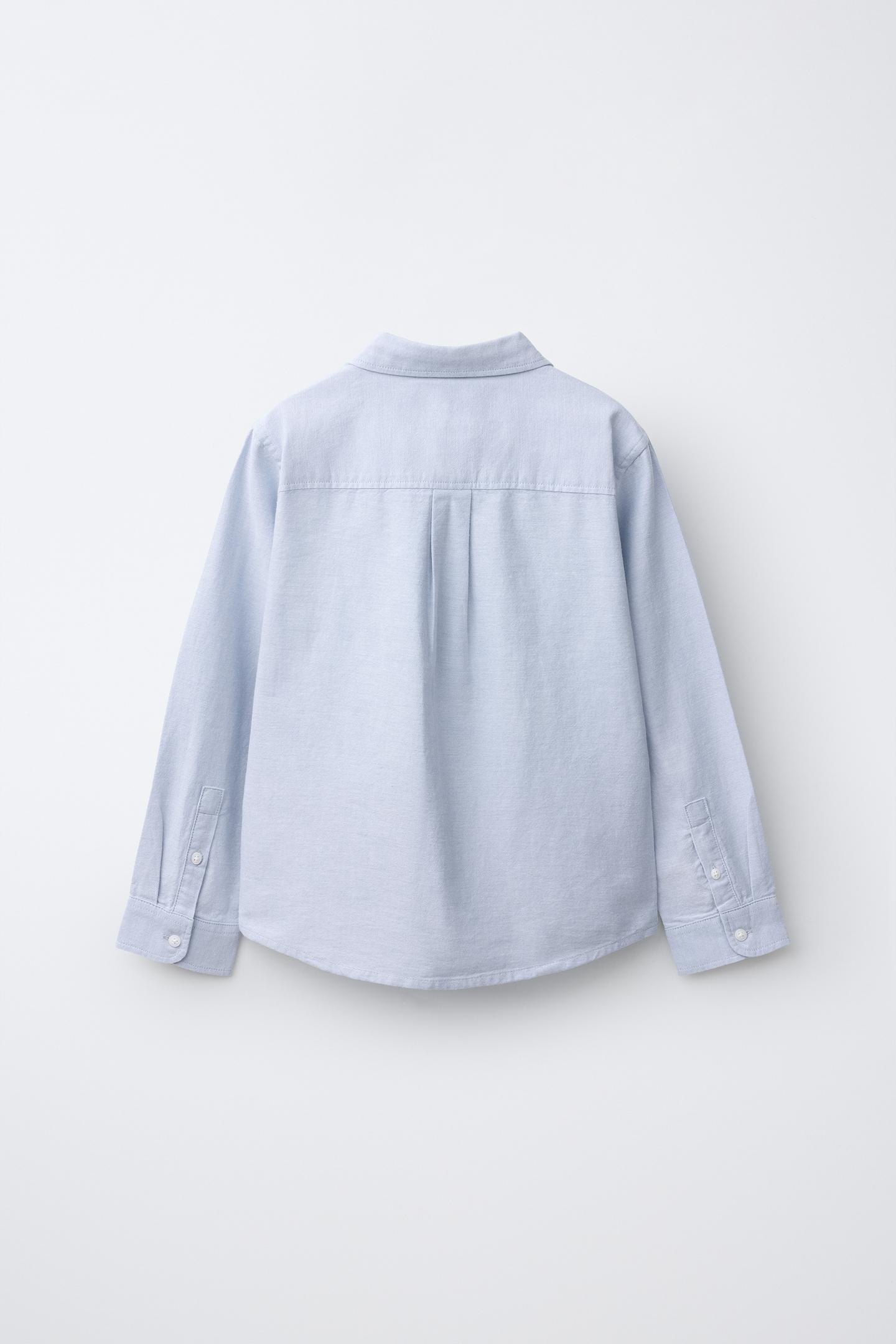 Детская рубашка Zara Oxford Pocket, цвет: Небесно-голубой — фото 2