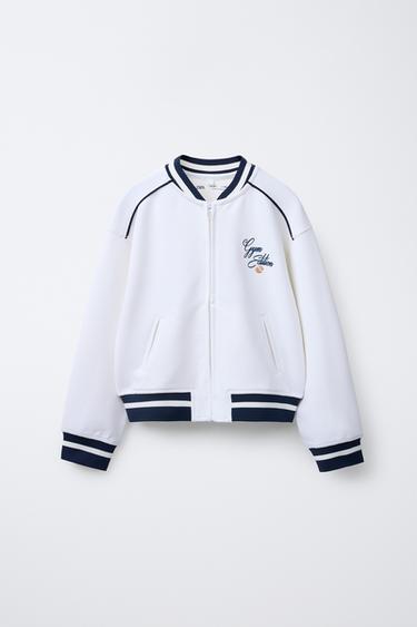 BOMBER PIQUÉ CON MODAL - Blanco de Zara