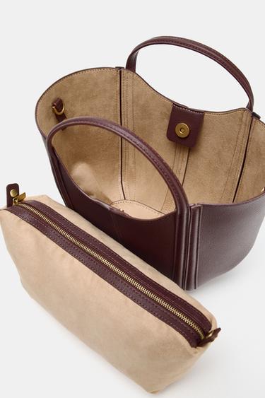 MINI CITY BAG WITH TOPSTITCHING - Burgundy Red by Zara - Image 5