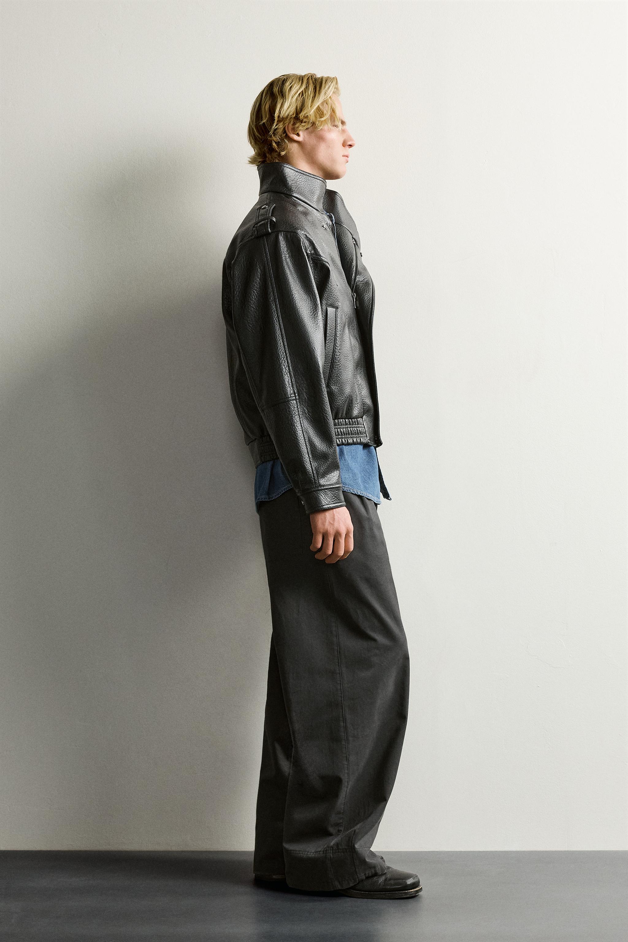 BLOUSON BIKER COUPE DÉCONTRACTÉE MATIÈRE SYNTHÉTIQUE