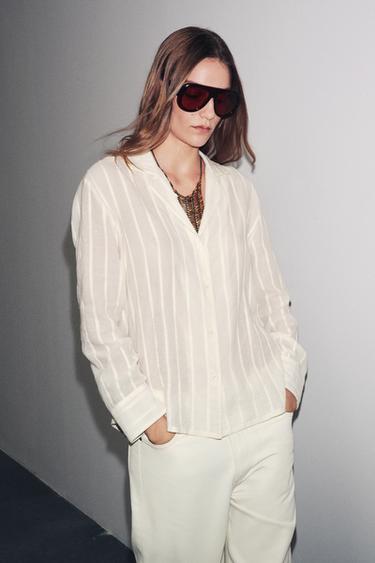 CHEMISE À RAYURES ZW COLLECTION - Écru de Zara - Image 1