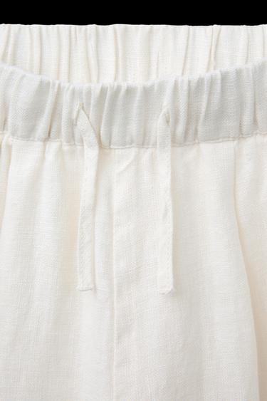 100% LINEN BAGGY TROUSERS - Light beige by Zara