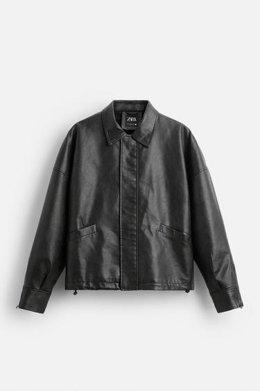 CAZADORA EFECTO PIEL - Negro de Zara