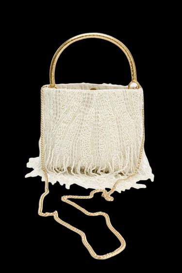 HANDTASCHE MIT APPLIKATIONEN - Gebrochenes Weiß von Zara