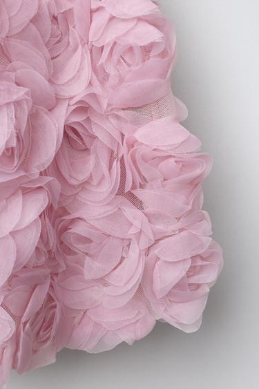 JUPE TEXTURÉE À FLEURS - Rose de Zara - Image 3