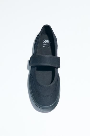 باليرينا نسيجية بشريط - أسود الخاص بـ Zara